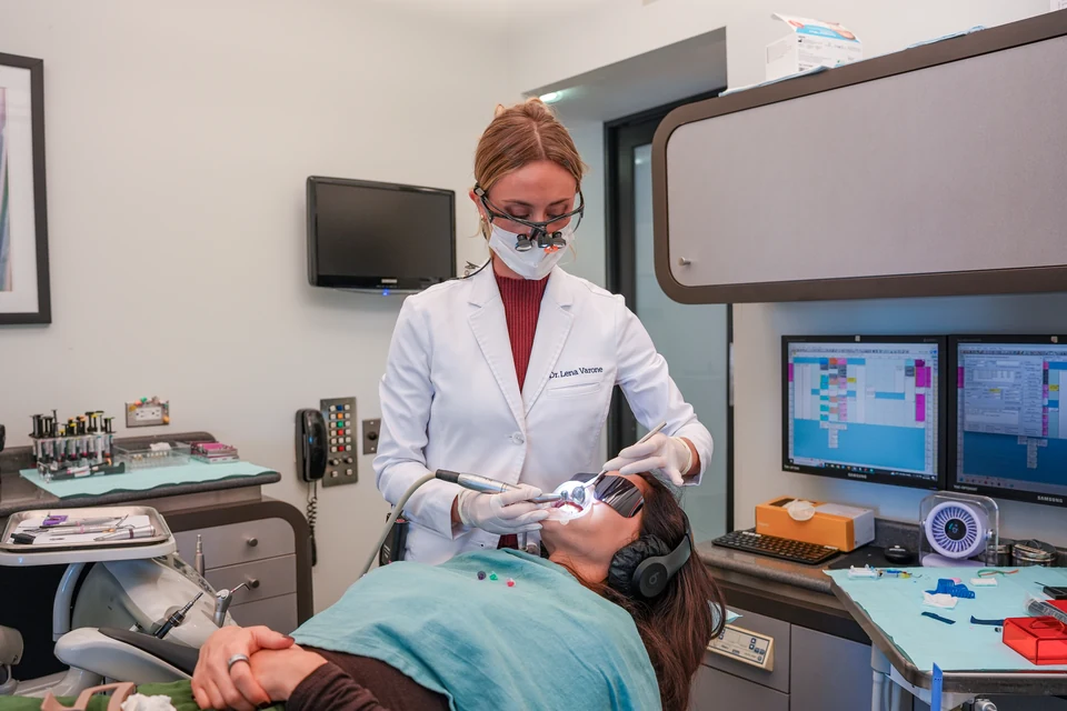Dentist caring for a patient