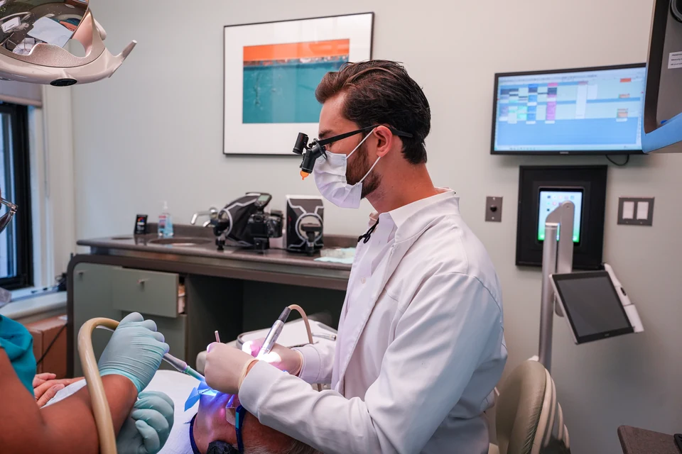 Dentist treating a patient