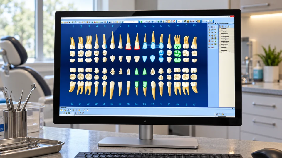 Digital dental chart on a monitor