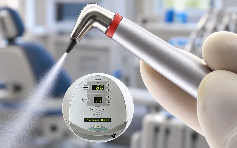 Dental handpiece with control unit
