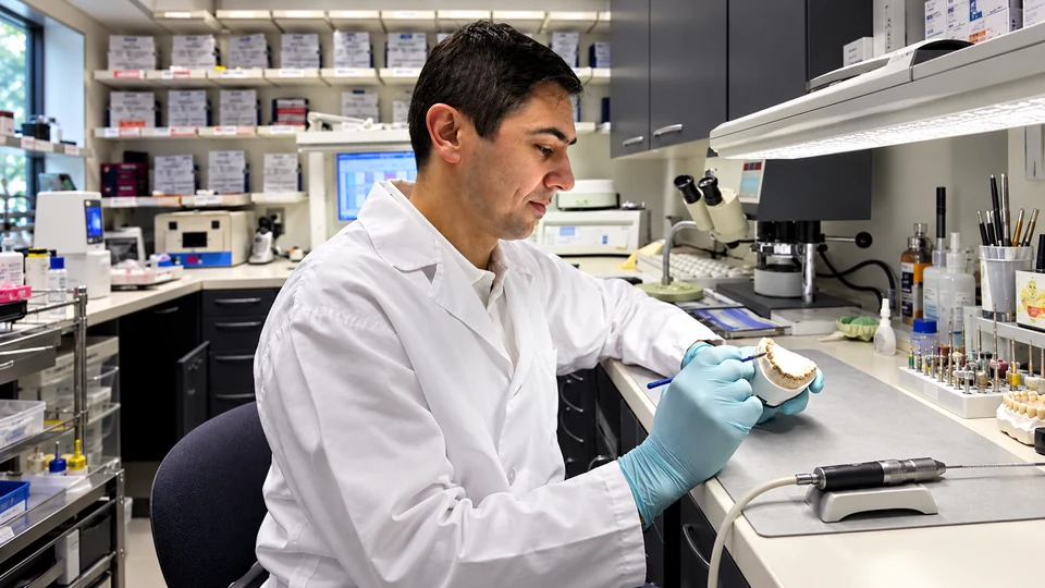 Dental technician working in a laboratory