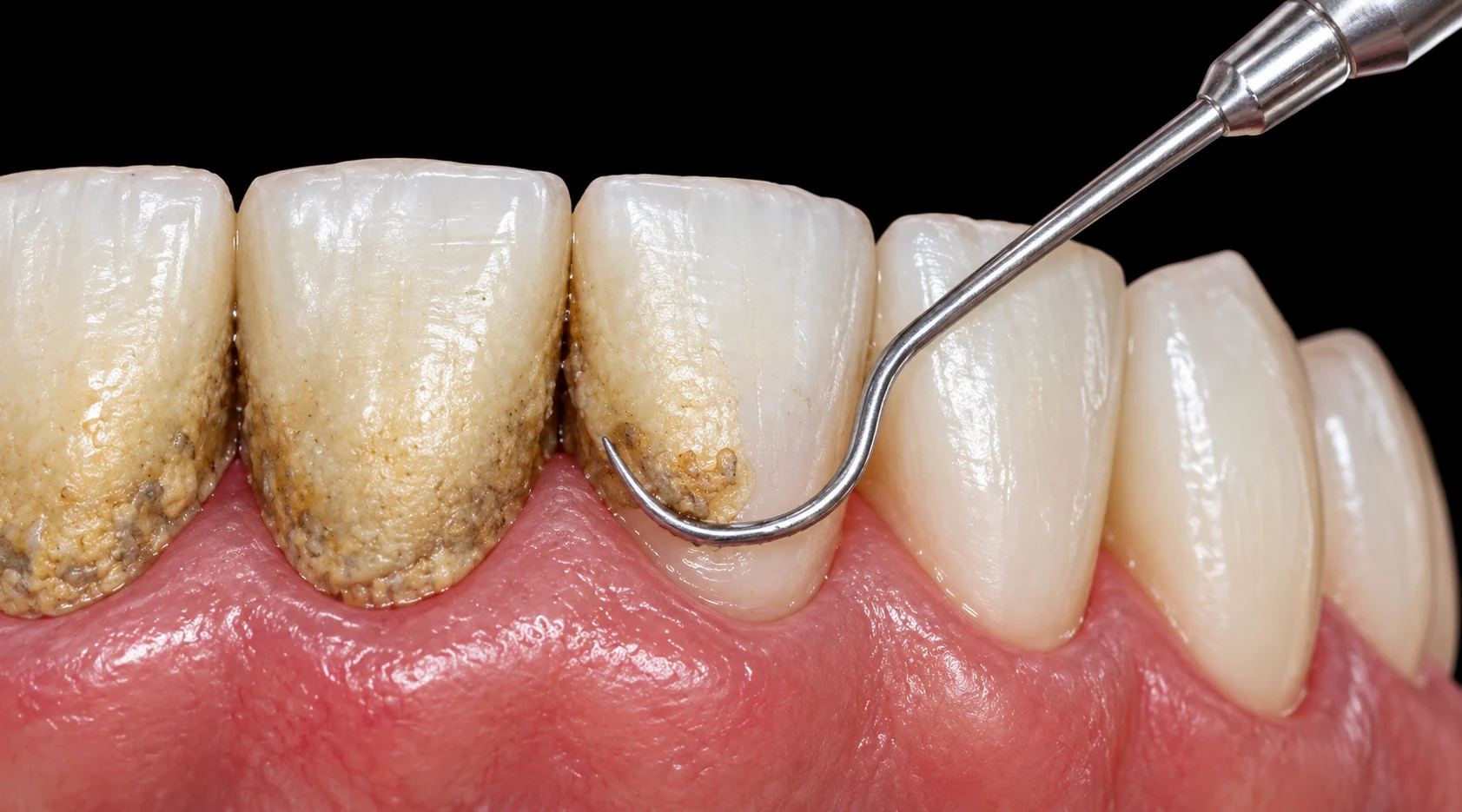 Close-up of teeth during a dental examination