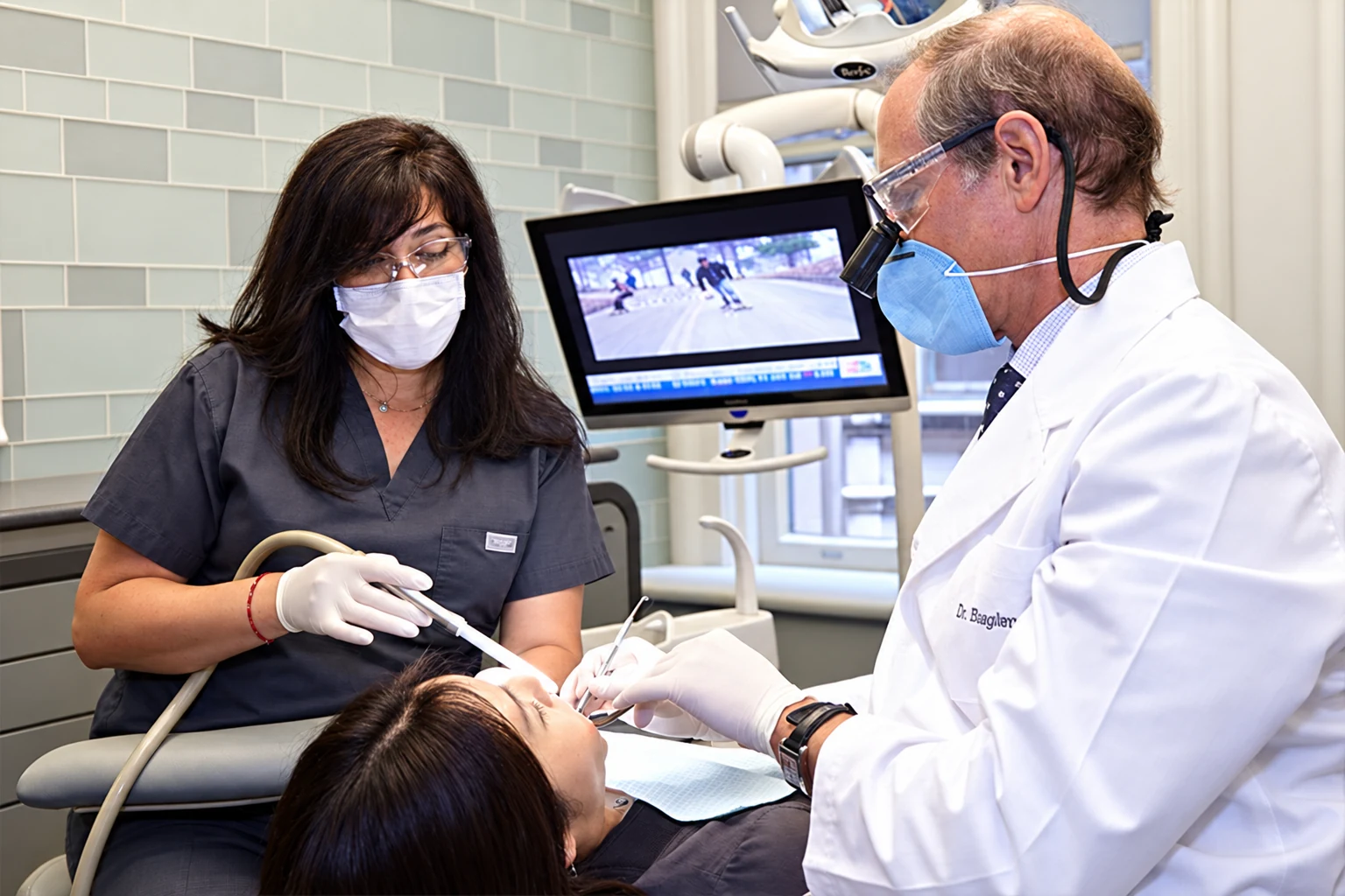Dental team providing care