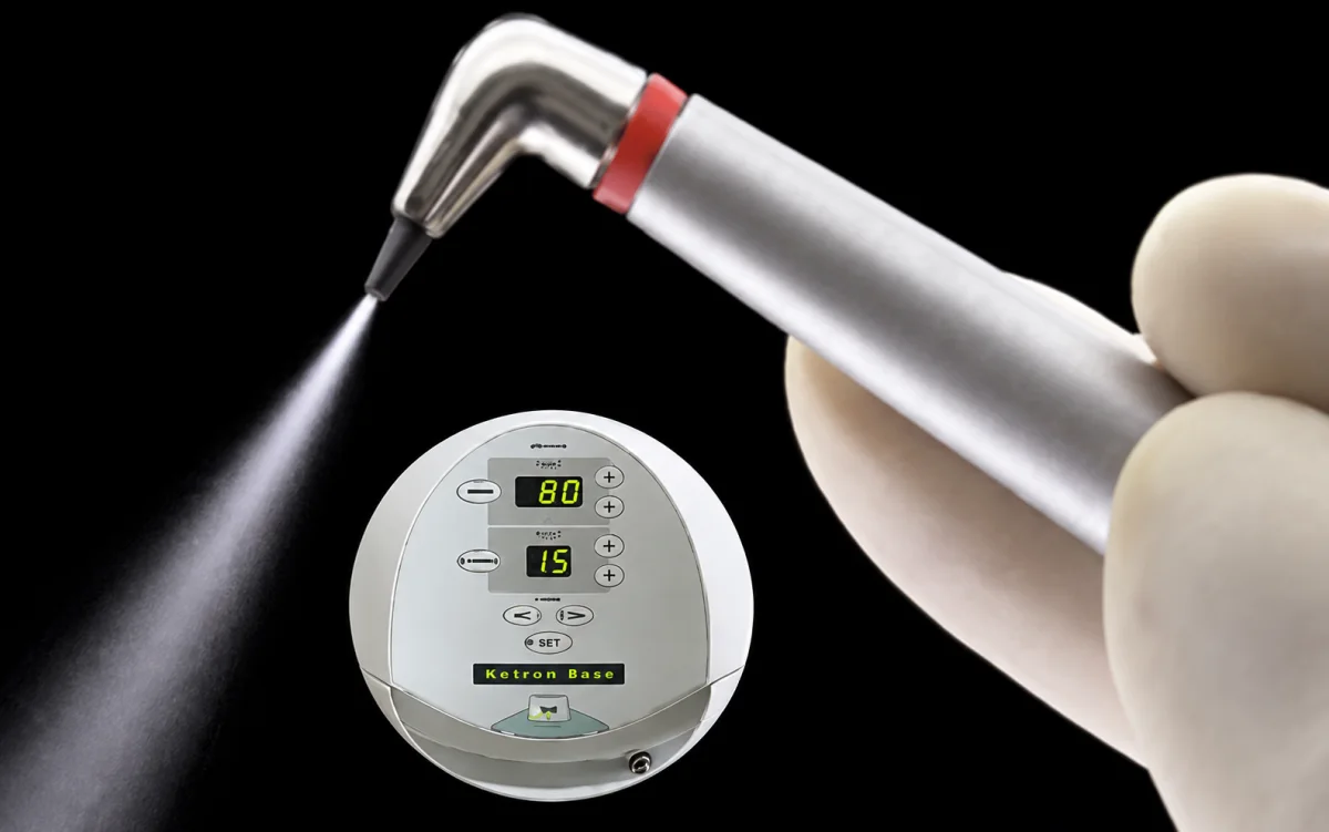 Dental air abrasion handpiece and control unit