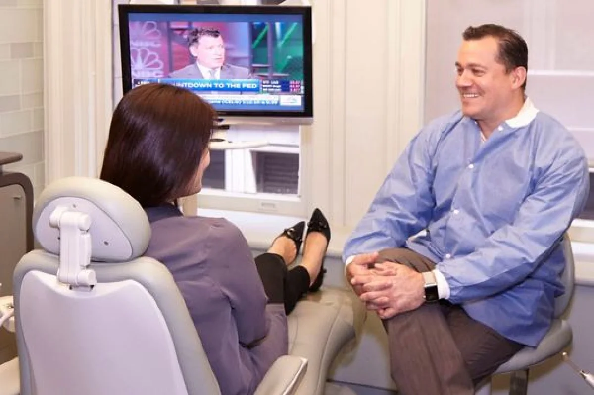 Patient relaxing in a dental treatment room